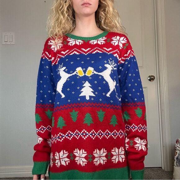 Men’s Multi colored Super Soft Christmas Sweater by Jolly Sweaters Sz Lg - Picture 4 of 7